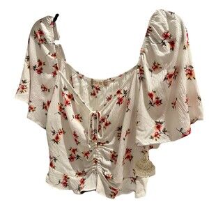 Altar'd State Cropped Ruffle Bell Sleeve Floral Blouse M